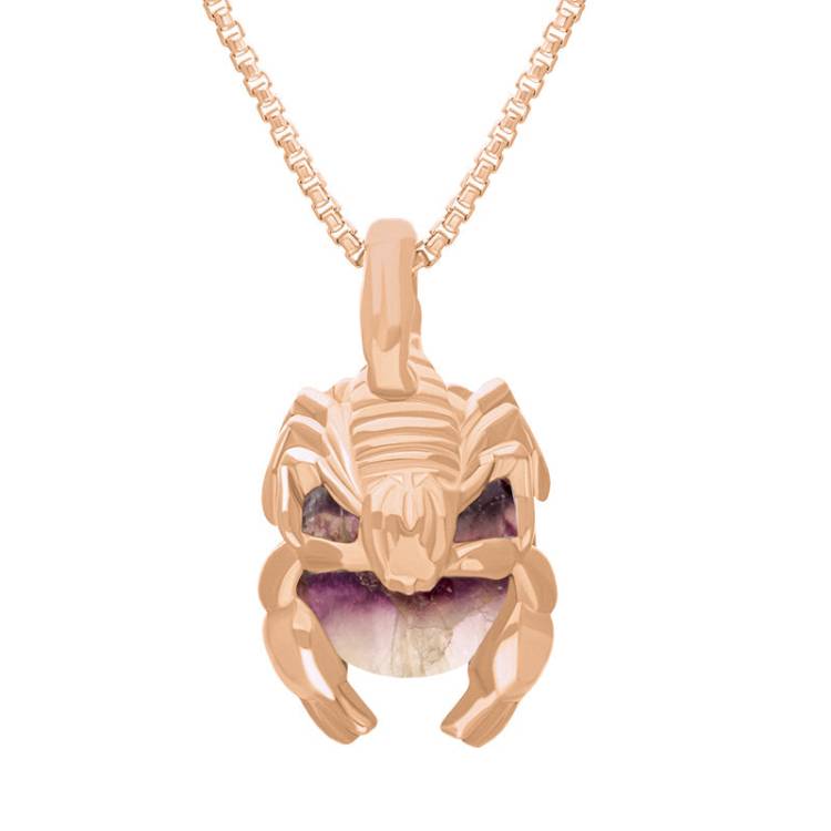 9ct Rose Gold Blue John Zodiac Scorpio 9mm Bead Pendant - Rose Gold