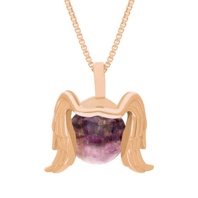 9ct Rose Gold Blue John Zodiac Virgo 10mm Bead Pendant - Rose Gold