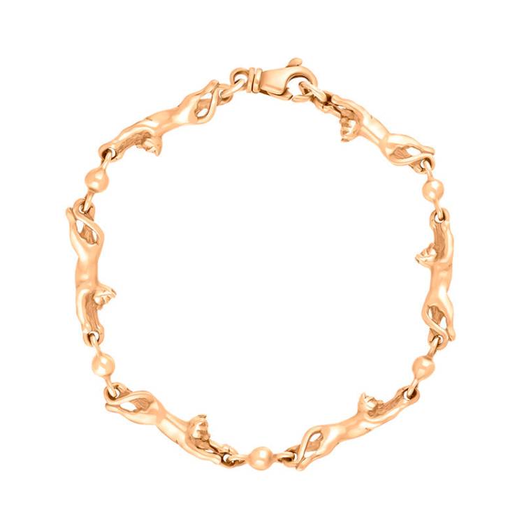 9ct Rose Gold Cat Handmade Bracelet
