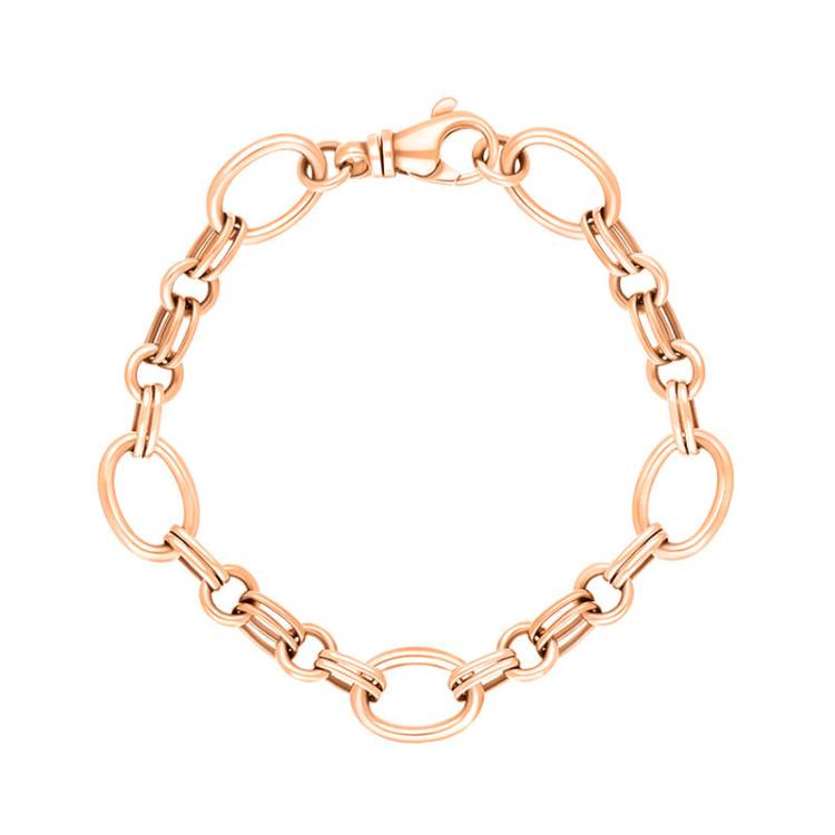 9ct Rose Gold Double Link Handmade Bracelet