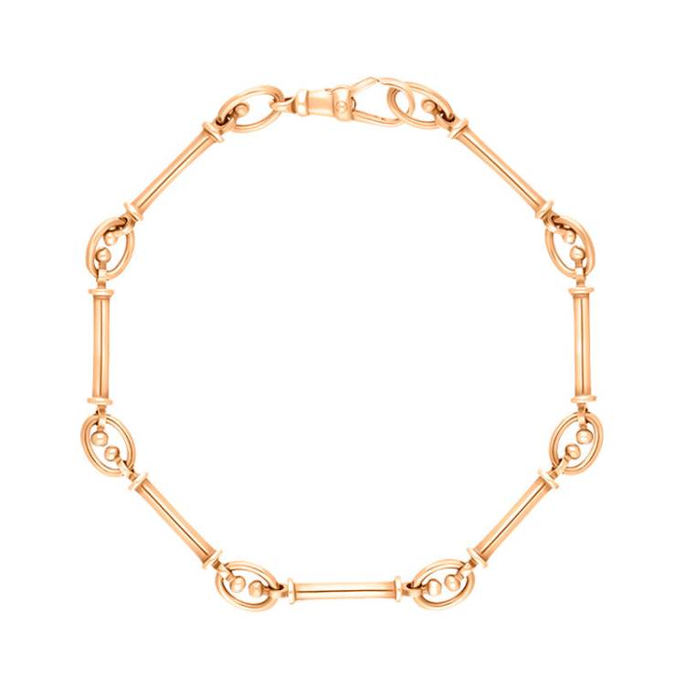 9ct Rose Gold Handmade Baton Link Bracelet