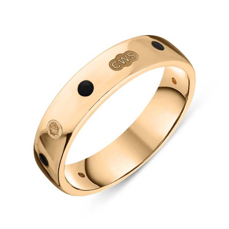 9ct Rose Gold Whitby Jet King's Coronation Hallmark 5mm Ring - R