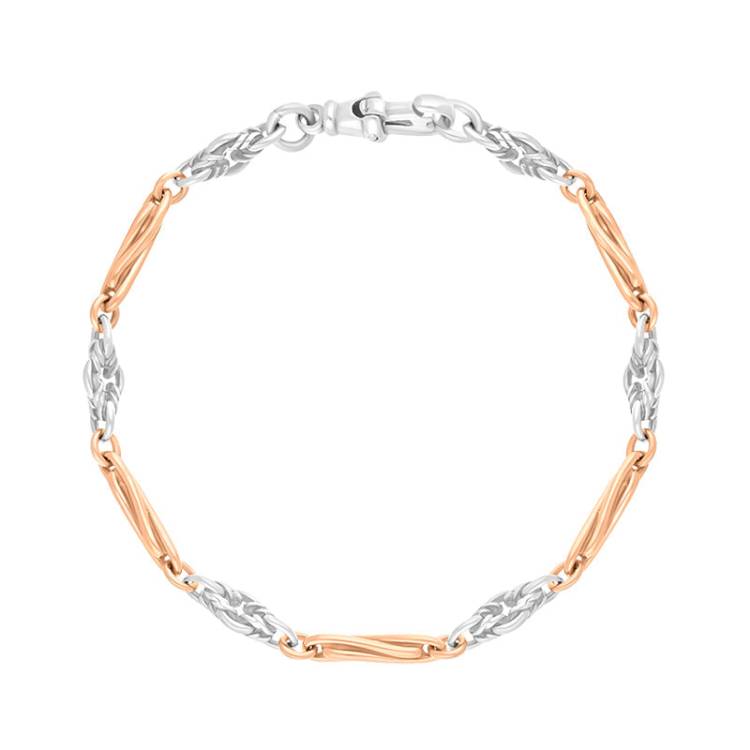 9ct Rose Gold Sterling Silver Twist Byzantine Handmade Bracelet