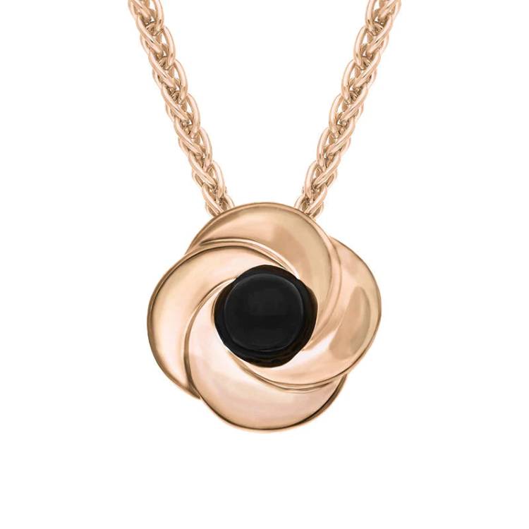9ct Rose Gold Whitby Jet Stone Windmill Necklace - Rose Gold