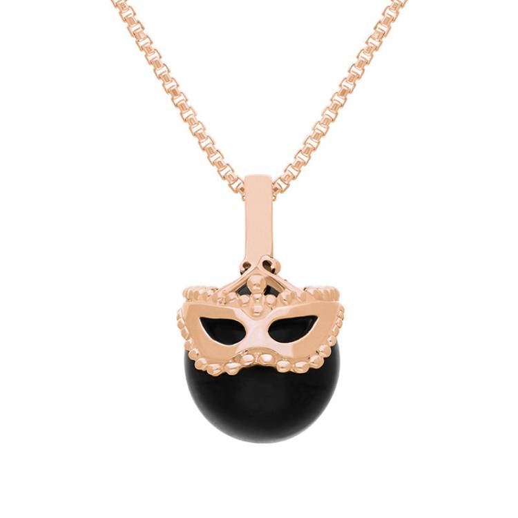 9ct Rose Gold Whitby Jet Zodiac Gemini 9mm Bead Pendant - Rose Gold