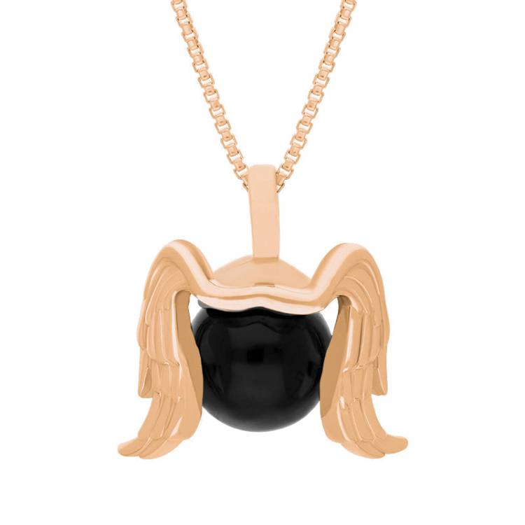 9ct Rose Gold Whitby Jet Zodiac Virgo 10mm Bead Pendant - Rose Gold