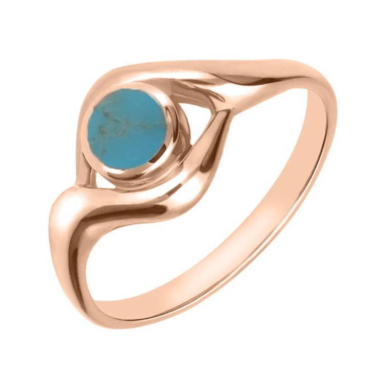 9ct Rose Gold Turquoise Round Twist Ring - Rose Gold