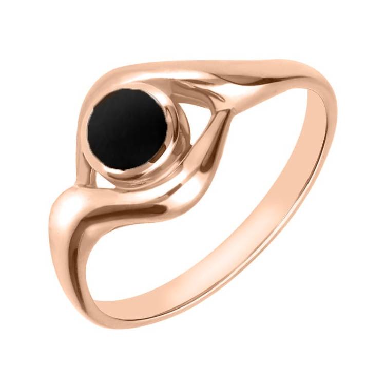 9ct Rose Gold Whitby Jet Round Twist Ring - Rose Gold