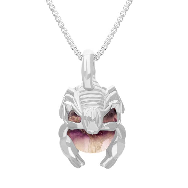 9ct White Gold Blue John Zodiac Scorpio 9mm Bead Pendant - White Gold