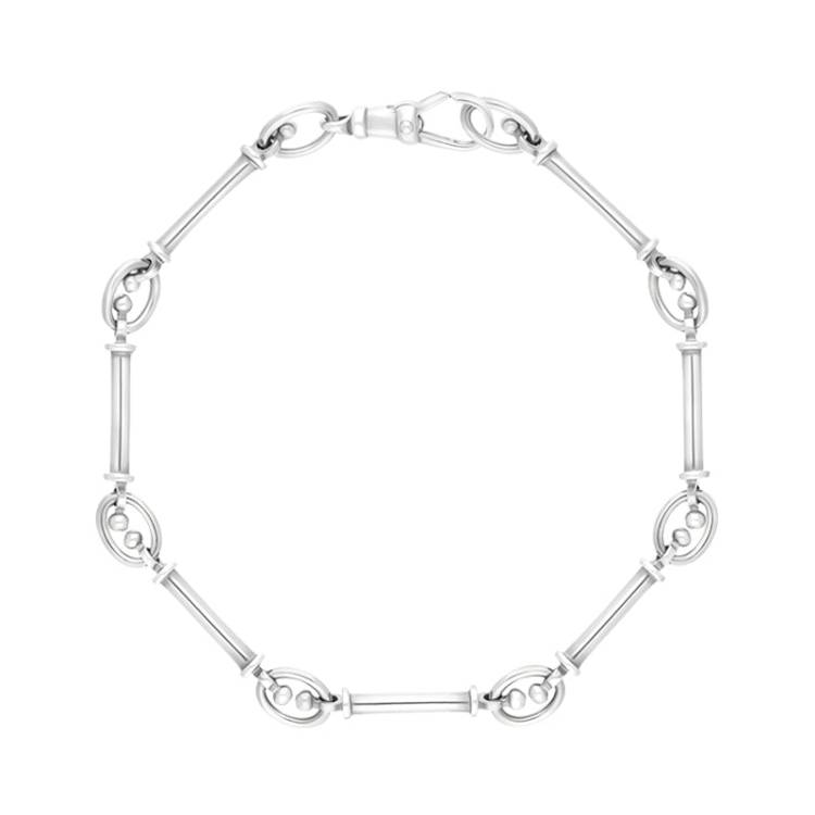 9ct White Gold Handmade Baton Link Bracelet