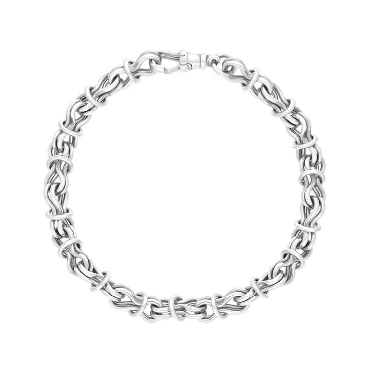 9ct White Gold Multi Link Handmade Bracelet