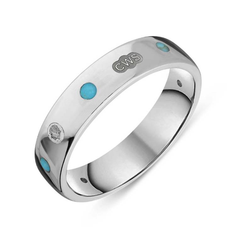 9ct White Gold Turquoise King's Coronation Hallmark 5mm Ring - X