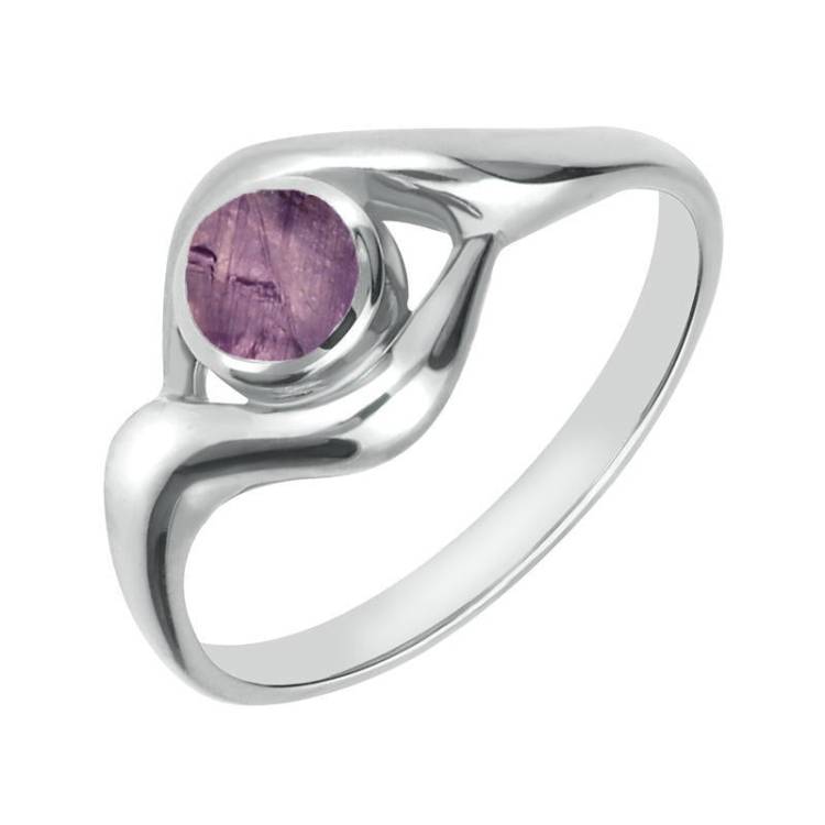 9ct White Gold Blue John Round Twist Ring - White Gold