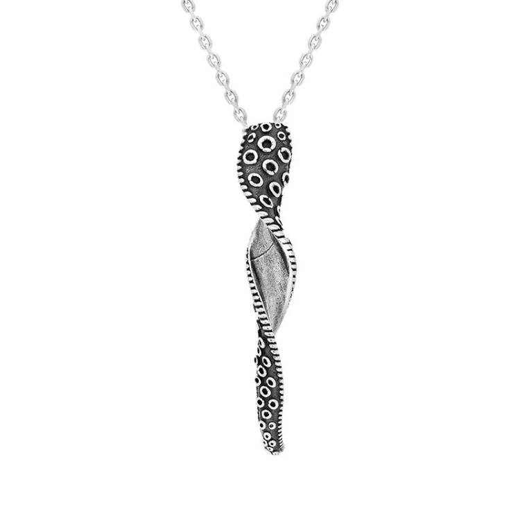 9ct White Gold Tentacle Twist Necklace - Silver