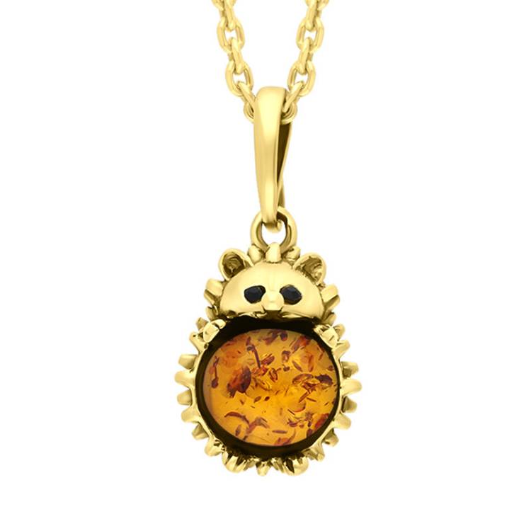 9ct Yellow Gold Amber Small Hedgehog Necklace