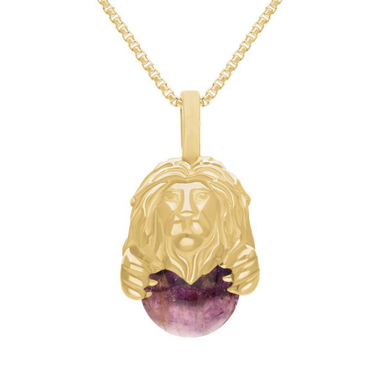 9ct Yellow Gold Blue John Zodiac Leo 10mm Bead Pendant - Yellow Gold