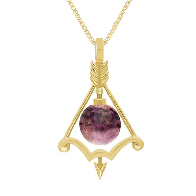 9ct Yellow Gold Blue John Zodiac Sagittarius 8mm Bead Pendant - Yellow Gold