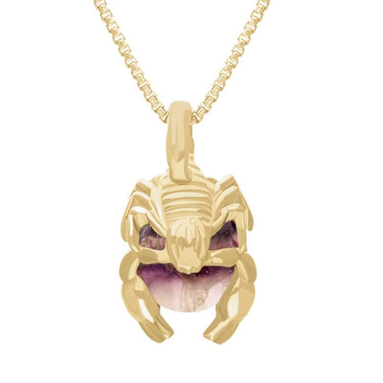 9ct Yellow Gold Blue John Zodiac Scorpio 9mm Bead Pendant - Yellow Gold