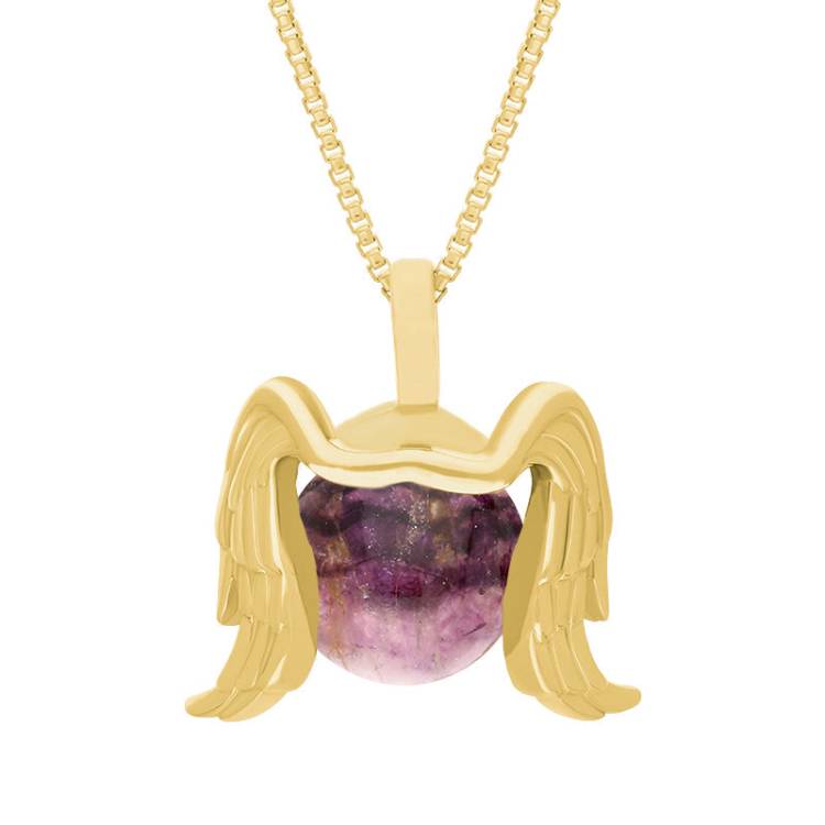 9ct Yellow Gold Blue John Zodiac Virgo 10mm Bead Pendant - Yellow Gold