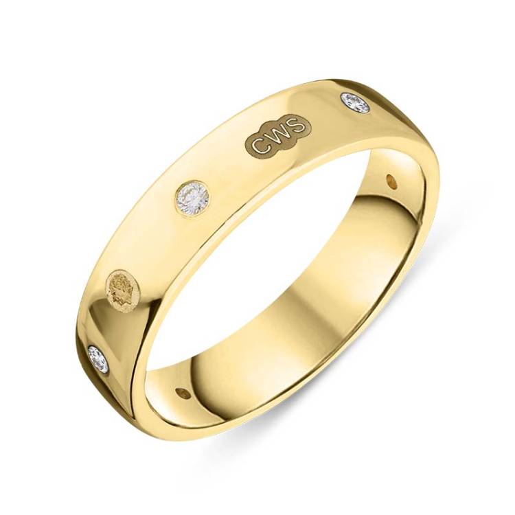 9ct Yellow Gold 0.15ct Diamond King's Coronation Hallmark 5mm Ring - S