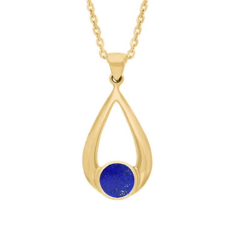 9ct Yellow Gold Lapis Lazuli Teardrop Necklace - Yellow Gold
