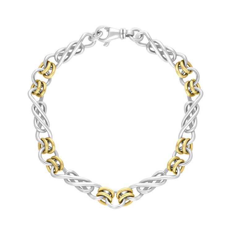 9ct Yellow Gold Sterling Silver Celtic Twist Handmade Bracelet