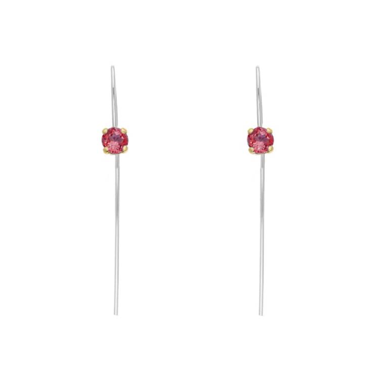 9ct Yellow Gold Sterling Silver Garnet Stepping Stones 5mm Round Claw Set Hook Earrings