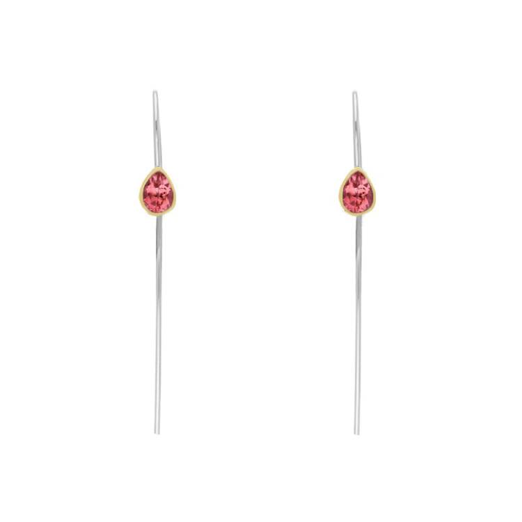 9ct Yellow Gold Sterling Silver Garnet Stepping Stones 5x7mm Pear Drop Hook Earrings