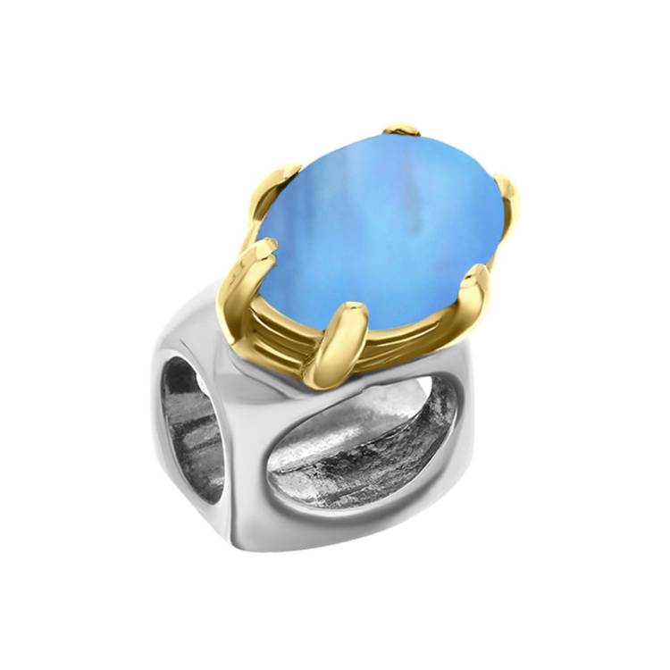 9ct Yellow Gold Sterling Silver Moonstone Stepping Stones 4x7mm Oval Claw Set Charm