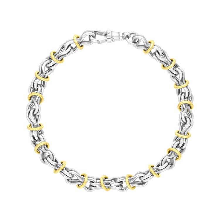 9ct Yellow Gold Sterling Silver Multi Link Handmade Bracelet