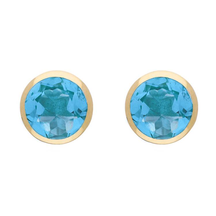 9ct Yellow Gold Sterling Silver Topaz Stepping Stones Round Stud Earrings