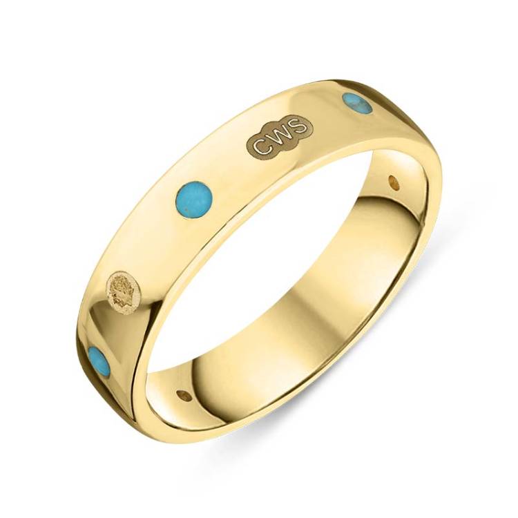 9ct Yellow Gold Turquoise King's Coronation Hallmark 5mm Ring - Q