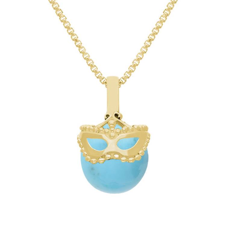 9ct Yellow Gold Turquoise Zodiac Gemini 9mm Bead Pendant - Yellow Gold