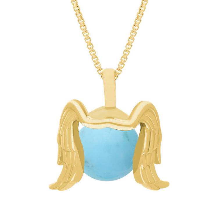 9ct Yellow Gold Turquoise Zodiac Virgo 10mm Bead Pendant - Yellow Gold
