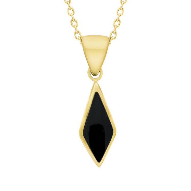 9ct Yellow Gold Whitby Jet Dinky Diamond Necklace - Option1 Value Yellow Gold