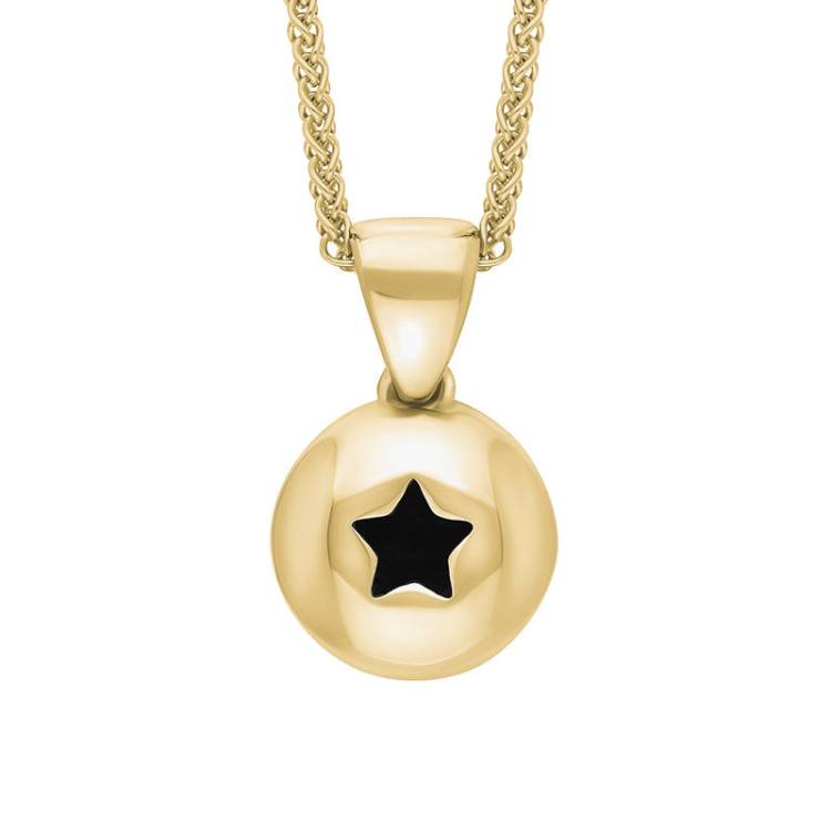 9ct Yellow Gold Whitby Jet Star Disc Necklace