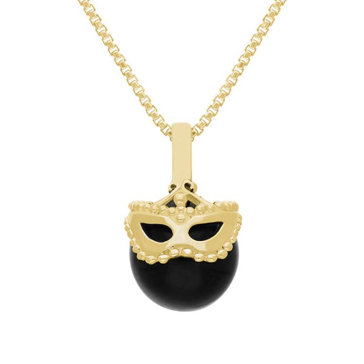 9ct Yellow Gold Whitby Jet Zodiac Gemini 9mm Bead Pendant - Yellow Gold