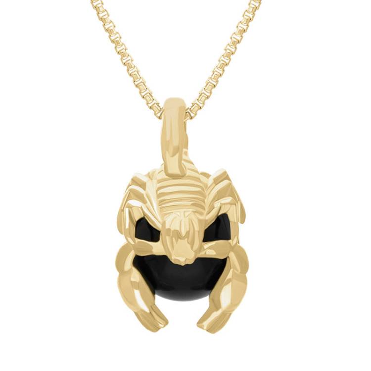 9ct Yellow Gold Whitby Jet Zodiac Scorpio 9mm Bead Pendant - Yellow Gold