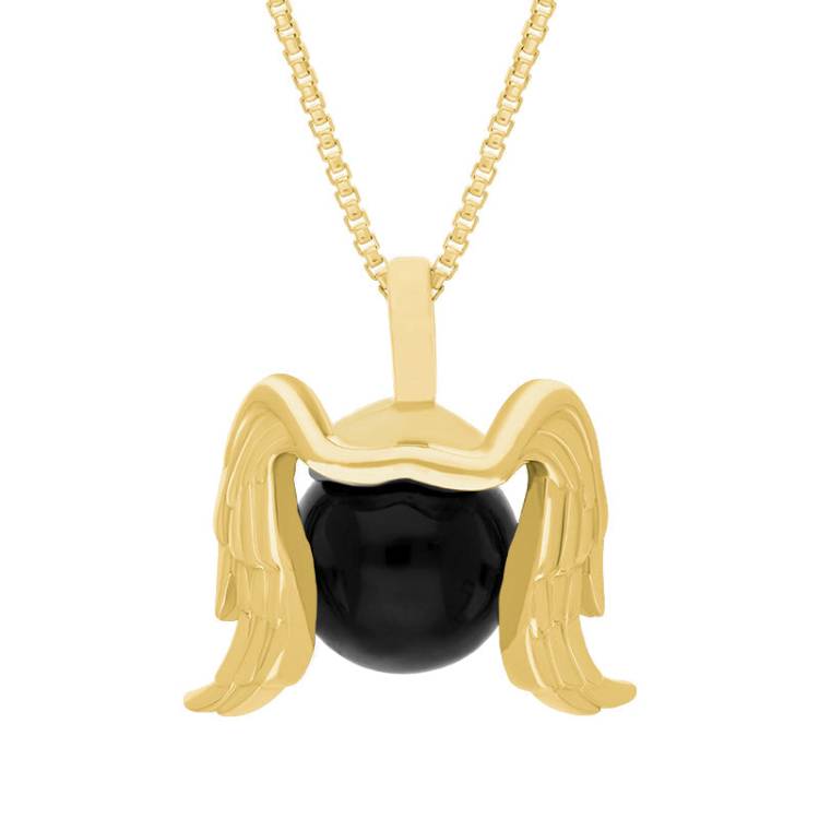 9ct Yellow Gold Whitby Jet Zodiac Virgo 10mm Bead Pendant - Yellow Gold