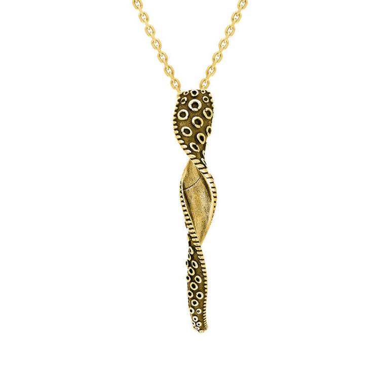 9ct Yellow Gold Tentacle Twist Necklace - Silver