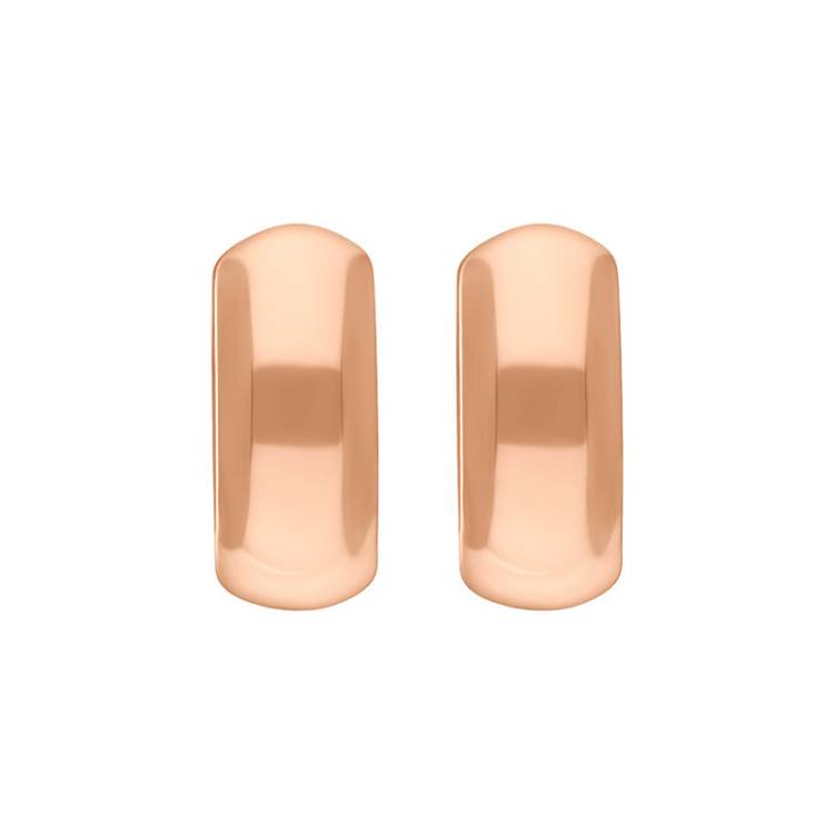 9ct Rose Gold 15x14mm Oval Domed Hoop Earrings - Gold