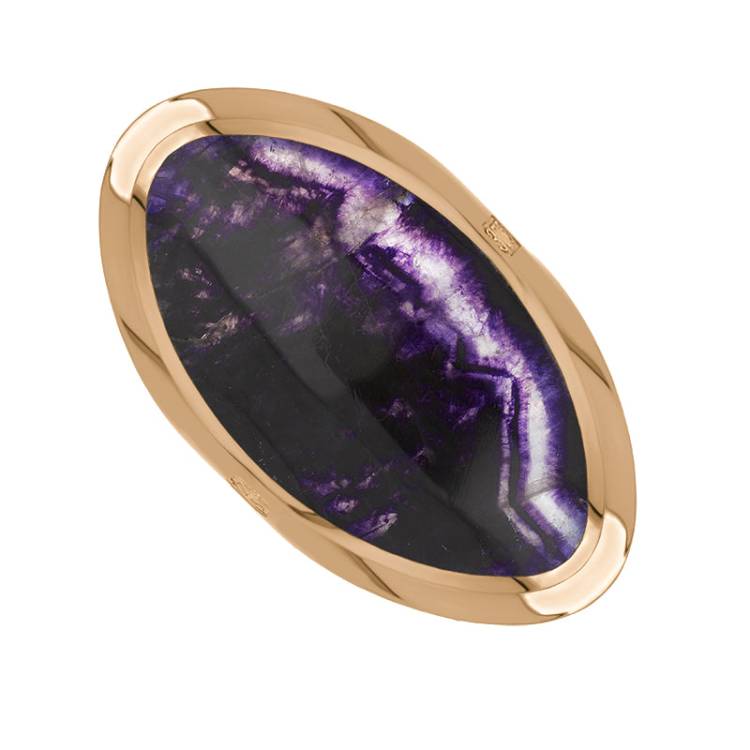 9ct Rose Gold Blue John Hallmark Large Oval Ring - Gold