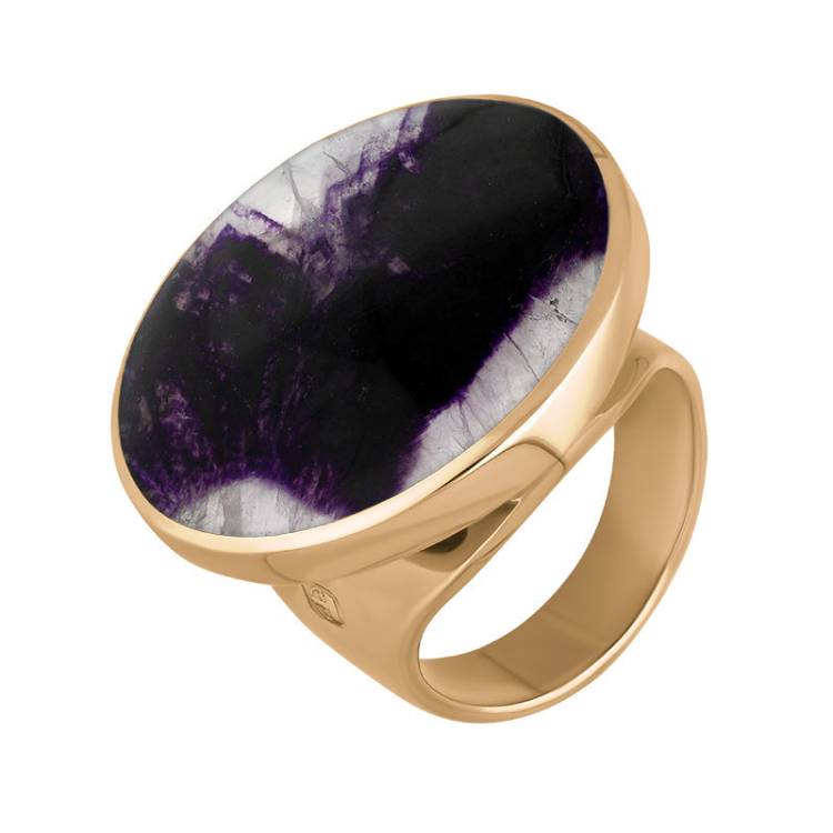 9ct Rose Gold Blue John Hallmark Medium Round Ring - Gold