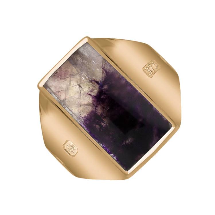 9ct Rose Gold Blue John Hallmark Small Oblong Ring - Gold