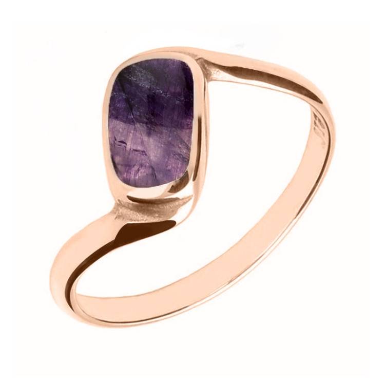 9ct Rose Gold Blue John Oblong Twist Ring - Rose Gold
