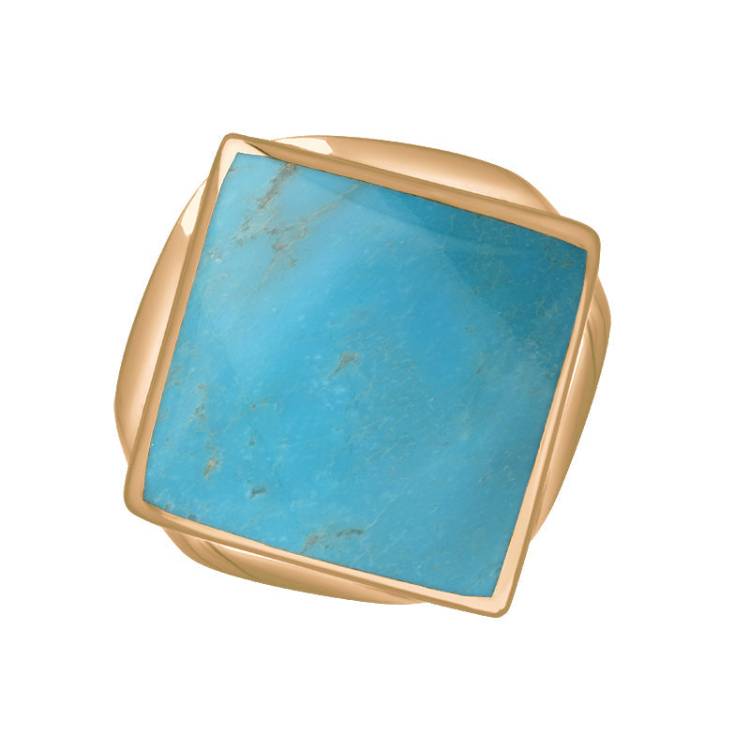 9ct Rose Gold Turquoise Hallmark Small Rhombus Ring - Gold