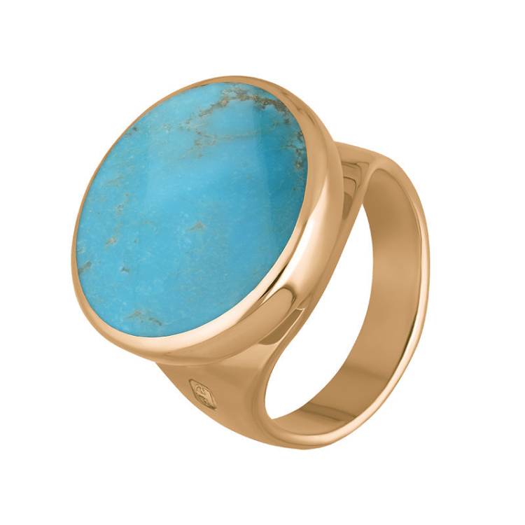 9ct Rose Gold Turquoise Hallmark Small Round Ring - Gold