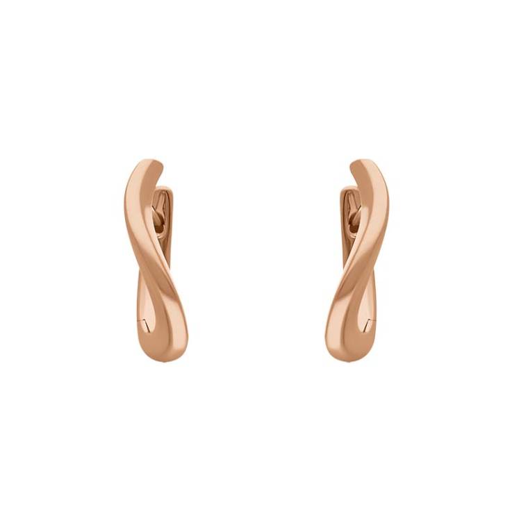 9ct Rose Gold Twisted Horseshoe Hoop Earrings - Gold