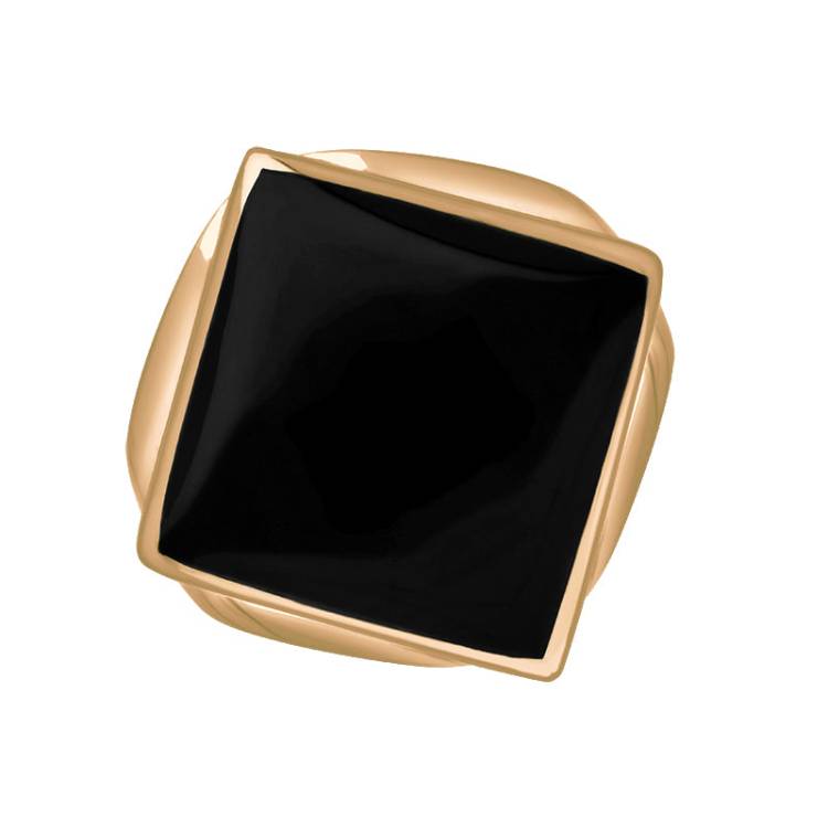 9ct Rose Gold Whitby Jet Hallmark Small Rhombus Ring - Gold