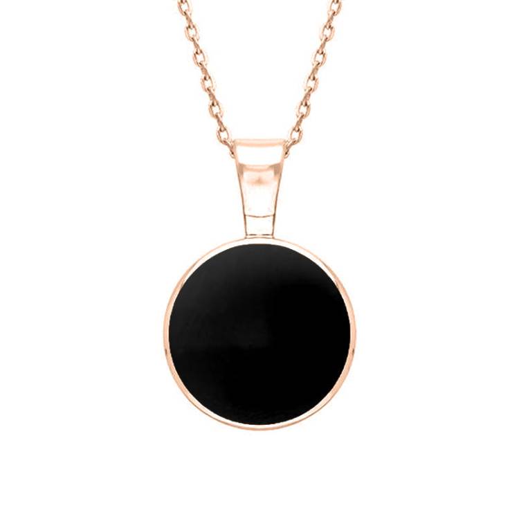 9ct Rose Gold Whitby Jet Heritage Round Necklace - Rose Gold